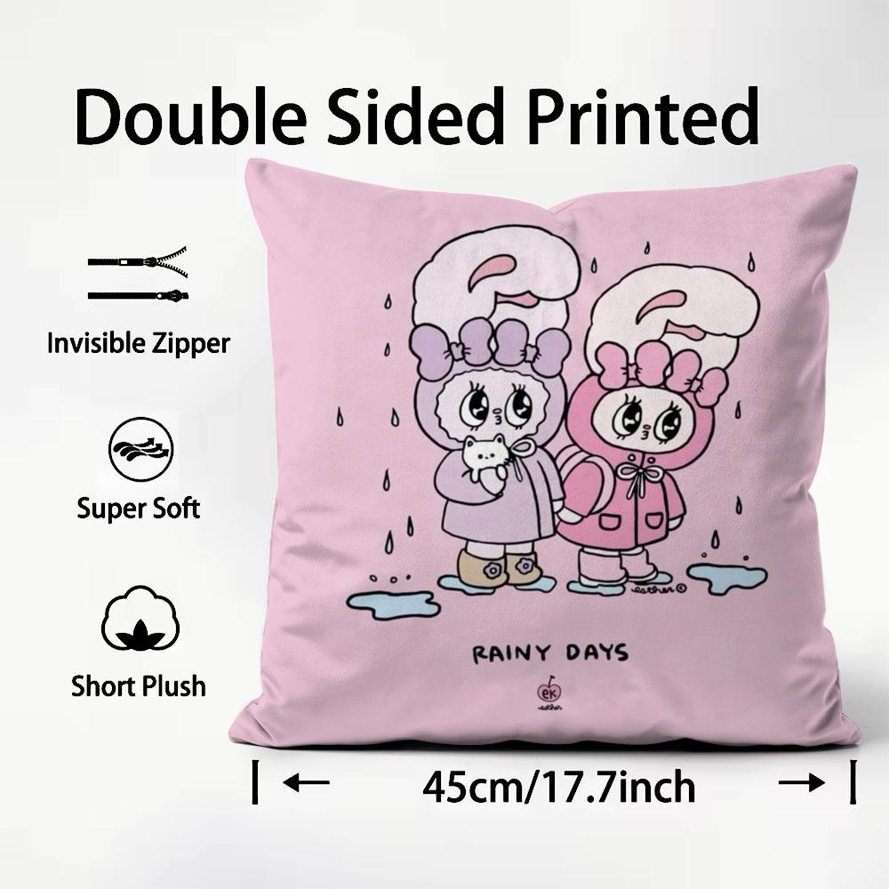 Cute E-Esther Bunny Pink Cushion Cover Home & Car Dual-Scene Pillow Cover: Reversible For Premium Comfort