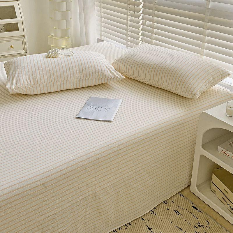 New Thick Minimalist Striped Brushed Bed Sheet for Single Double Student Dormitory