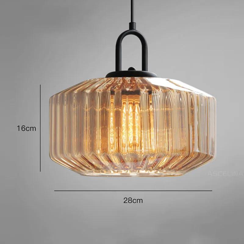 Retro Colour Glass Pendant Light Nordic Loft Hanging Indoor Decor Lights LED Fixtures E27/E26 for Bedroom Restaurant Lamp