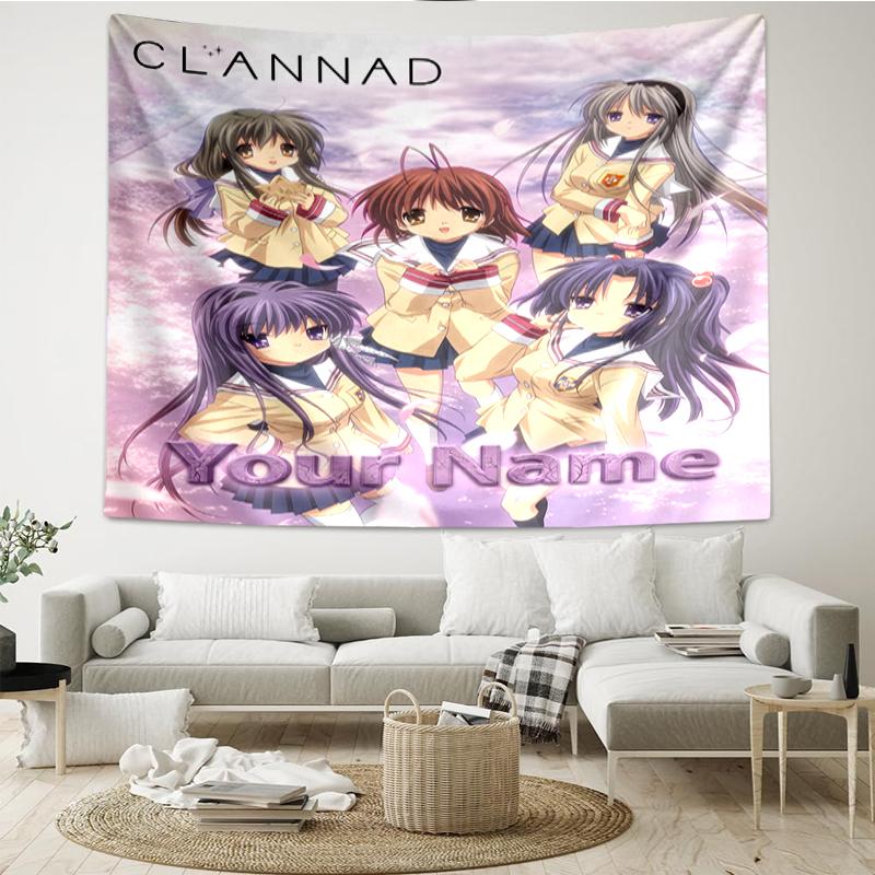 Custom Name Or Text Clannad Schoolgirl Love Tapestry Multi-functional Wall Hanging Tapestry Interior Atmosphere Change