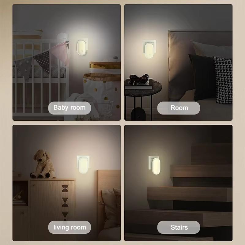 US/EU Plug LED Night Light Wall Lamp Light Control Induction Energy Saving  Environmental Eye Protection Bedroom Lamp Home Decor