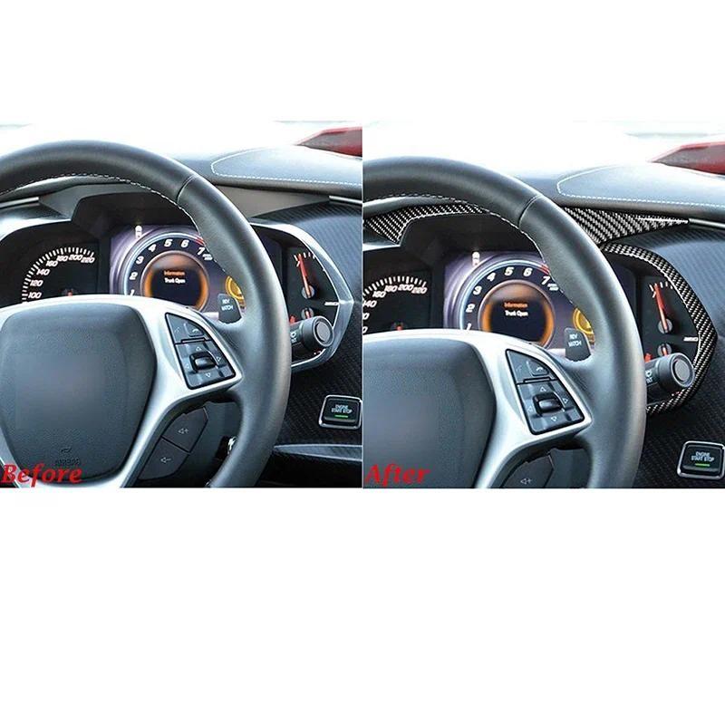 For Chevrolet Corvette C7 2014-2019 Car Carbon Black Dashboard Frame Cover Trim Stickers Auto Interior Parts