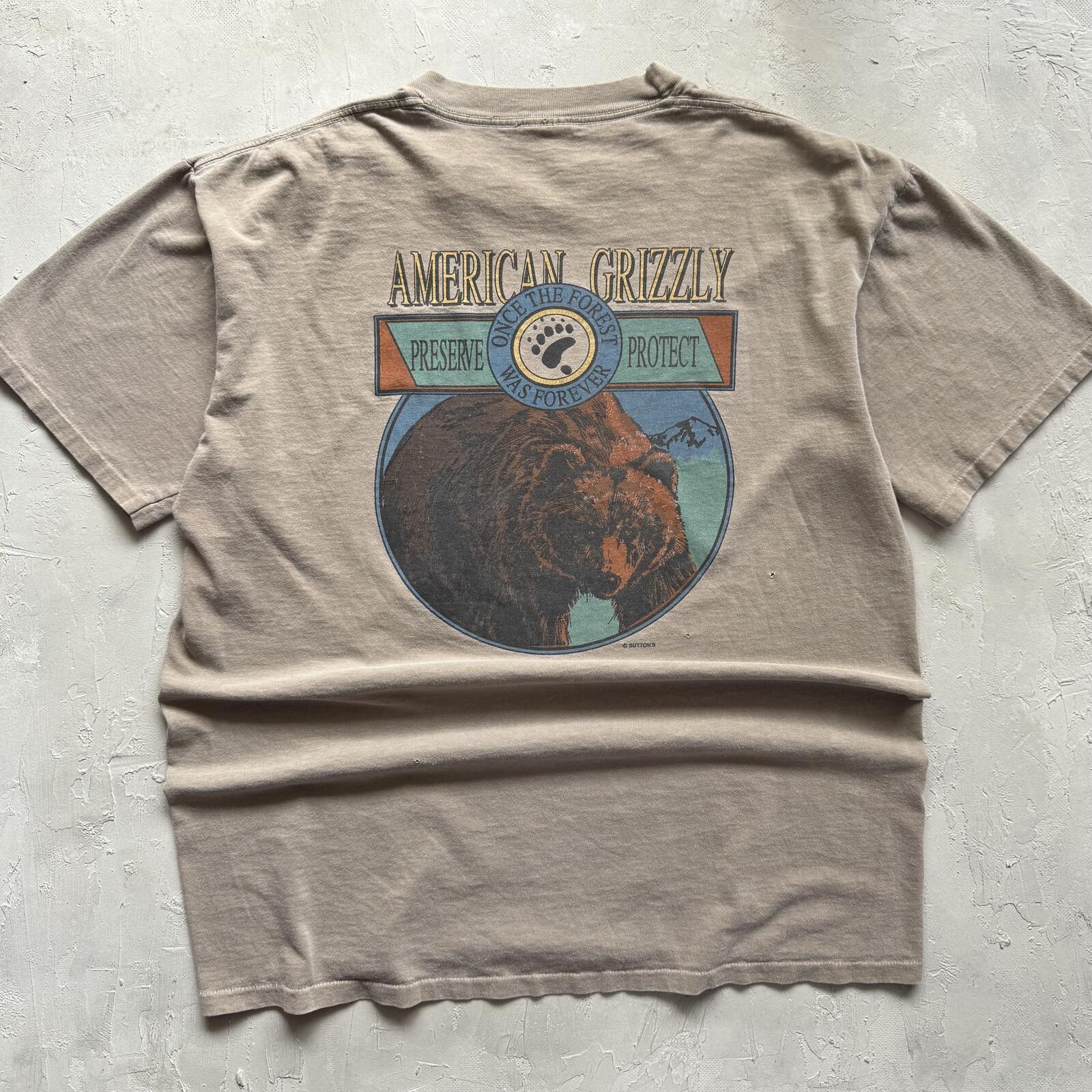 Vintage 1990s Grizzly Bear Faded Brown Nature Conservation T Shirt Unisex T-Shirt M