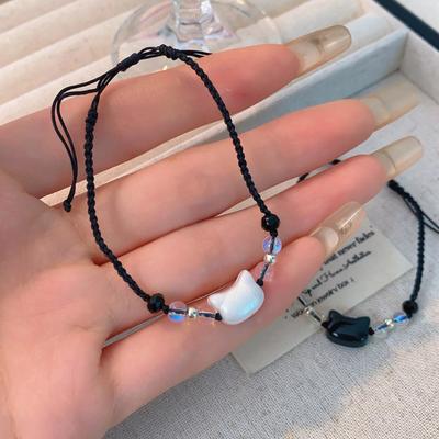 Hand Woven Niche Acrylic Cat Bracelet Romantic Minimalist Women Their Best Friend Couple Style Bracelet Fashion Trend Jewelry