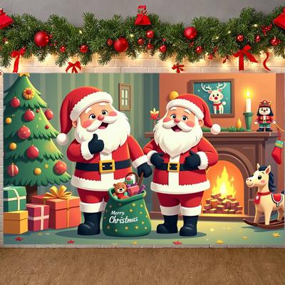 Santa Claus Banner Holiday Atmosphere Christmas Party Banner Holiday Banner Festive For Christmas Photo Backdrop Christmas