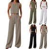 Women's Fashionable Casual Round-Neck Sleeveless Two-Piece Set
