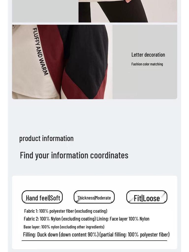 YAYA Women's Mid-Length Color Block Down Jacket