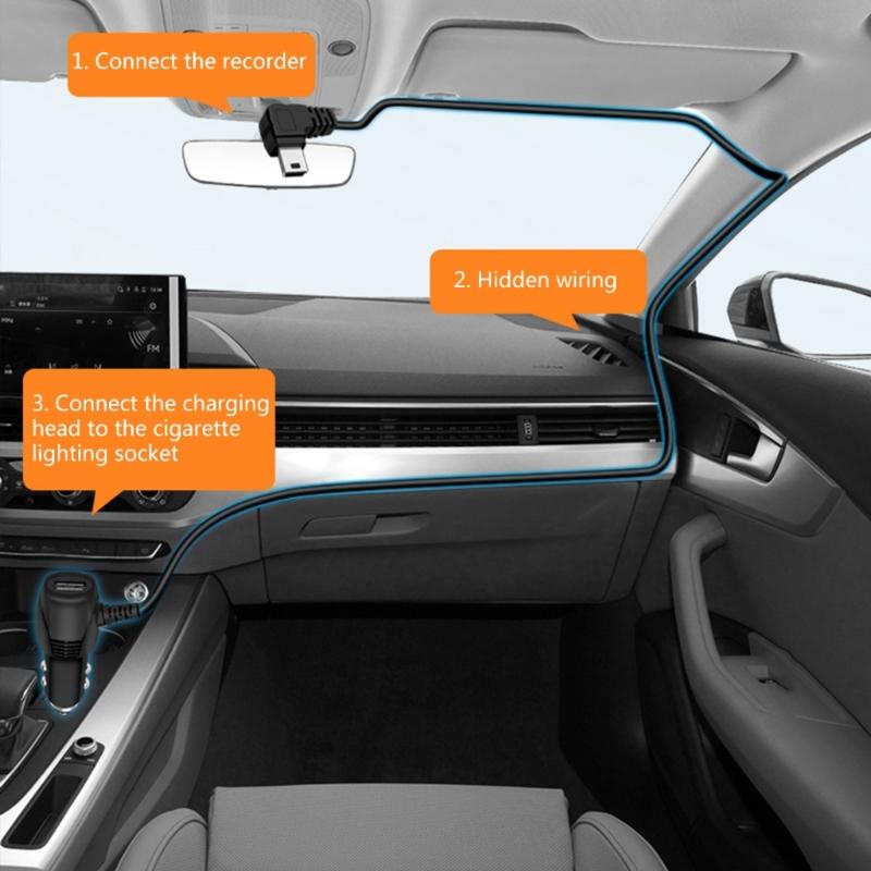 DVR Charging Cable Dash-Cam Auto Car Charger USB Cable USB 133 in Power Cord Supply 12-24V 5V2.4A-Fit for DVR Camera GPS