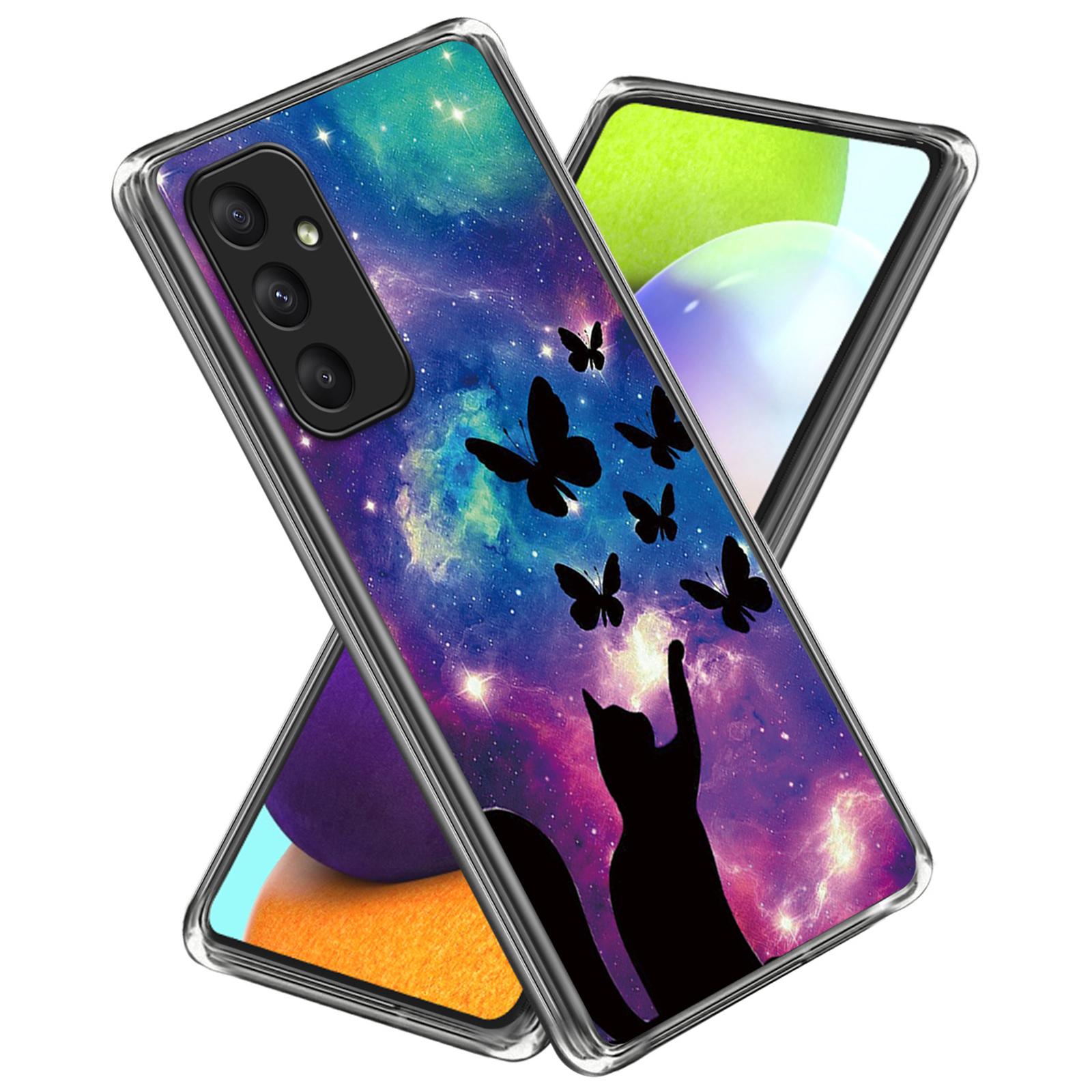

For Samsung Galaxy A55 5G TPU Phone Case Pattern Slim Design Cat and Butterflies