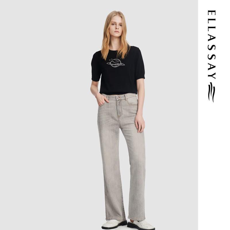 ELLASSAY Women's Short Sleeve Round Neck Knit Sweater EWD352M03700