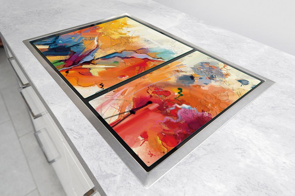 PLAQUE DE PROTECTION EN VERRE POUR PLAQUE DE CUISSON 75x52 COULEUR
