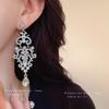 Silver Needle Diamond Drop Tassel Earrings Exaggerated Fashion New Year's Wedding Earrings Niche Light Luxury Earrings