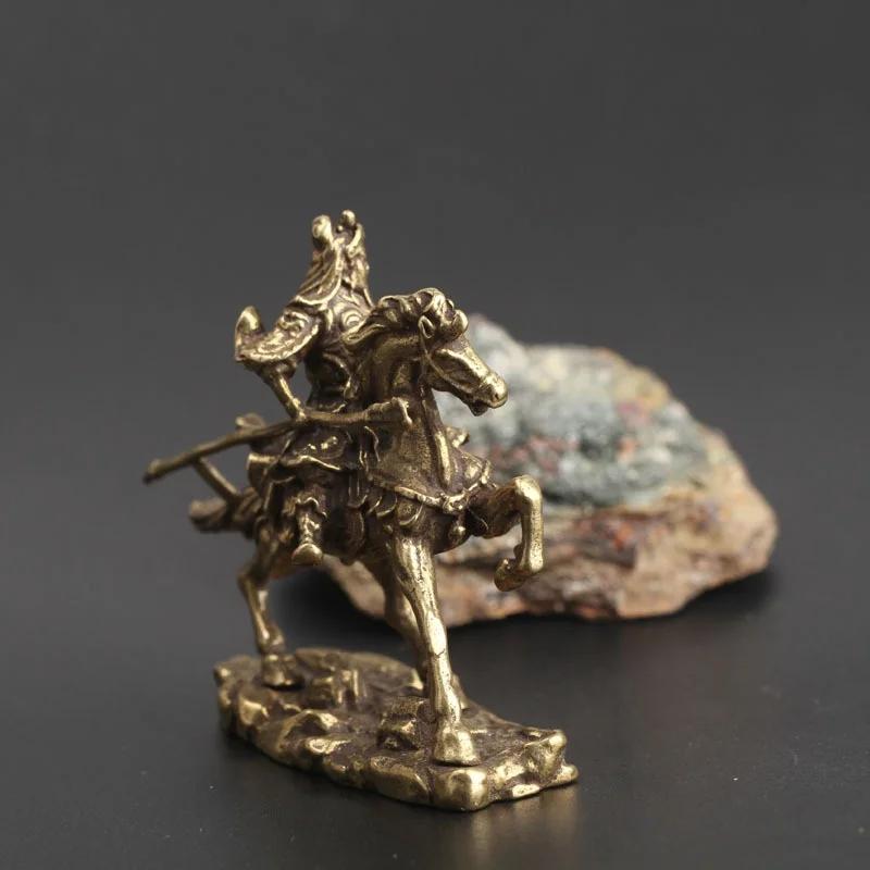 Chinese Fashion Crafts Martial God of Wealth Horse Ride Brass Figurines Sculpture Lucky Fortune Crafts Ornaments Home Desktop