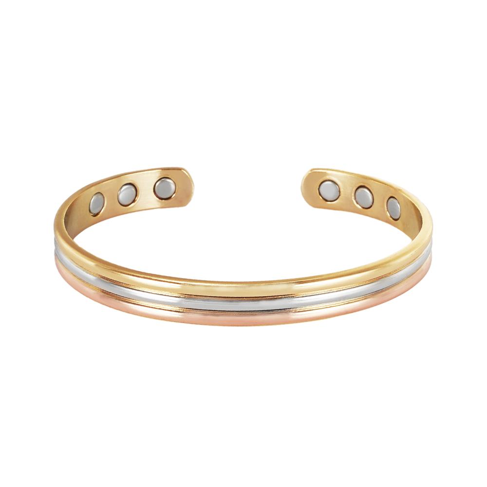 Vinterly Pure Copper Bracelets Magnetic Therapy Arthritis Lines Adjustable High Magnet Open Cuff 8mm Bangles Resizable Jewelry