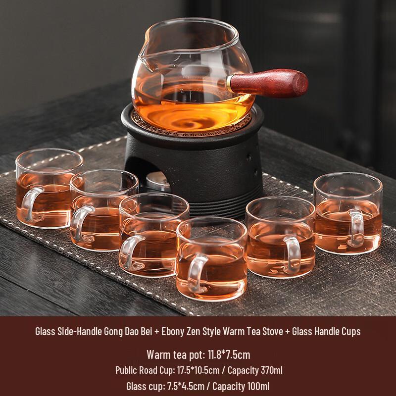 Zen Style Black Pottery Tea Warmer Set