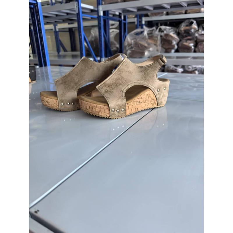 Large size slope heel cool slippers summer new retro platform sandals women's fish mouth muffin slippers
