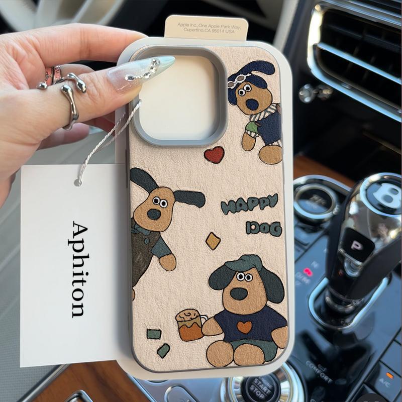 Oil Painting Pattern Dog for Apple 16promax/15 Mobile Phone Case 14plus Lychee Branch Pattern 13p Soft Shell 12 Anti-fall