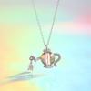 New Personality Creative Aladdin Magic Lamp 925 Sterling Silver Jewelry Aurora Crystal Teapot Fashion Pendant Necklaces TYB385