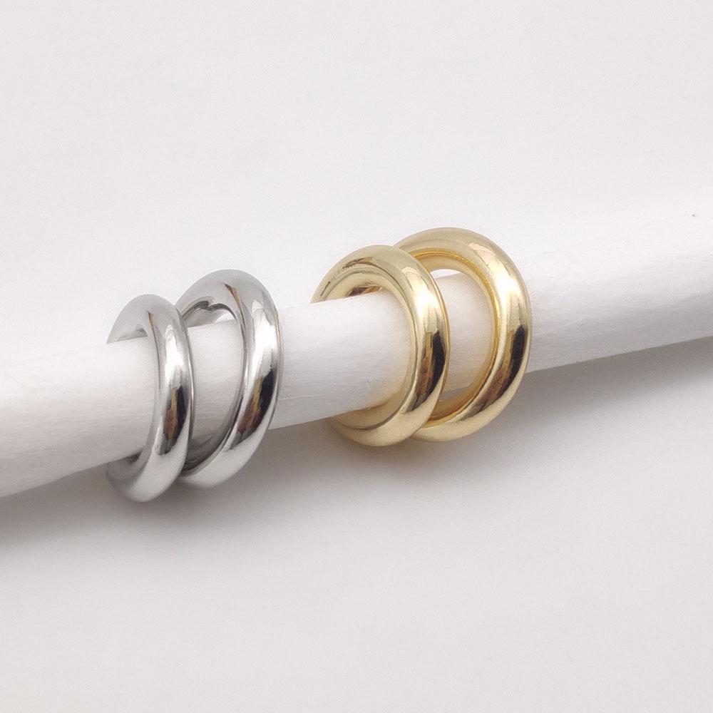 Asymmetrical Double Circle Metal Ear Cuff for Women