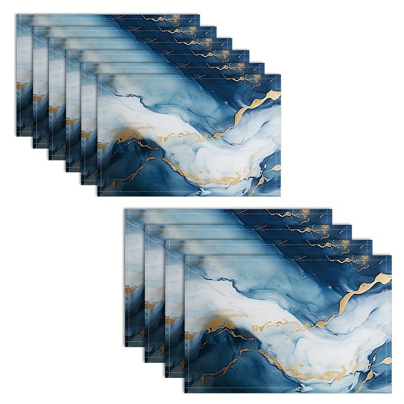 4/6/8PC Light Luxury Marble Patterned Placemat, Heat-Resistant Mat, Dining Table And Restaurant Decoration