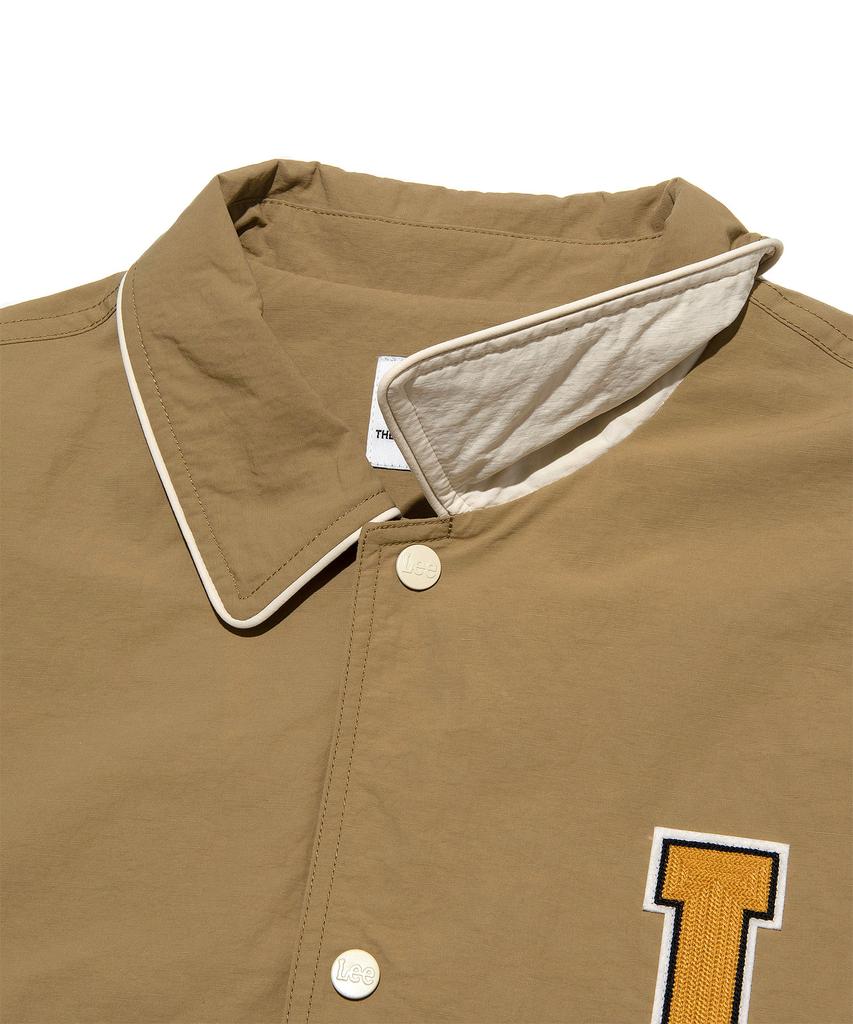 Lee Nylon Collar Varsity Jacket Beige