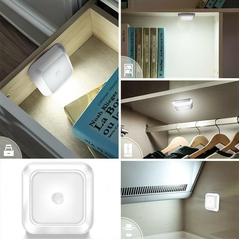 Motion Sensor Night Light 6leds Wall Closet Cabinet Stair Indoor Lighting Wireless Lamp White Light/Warm Light