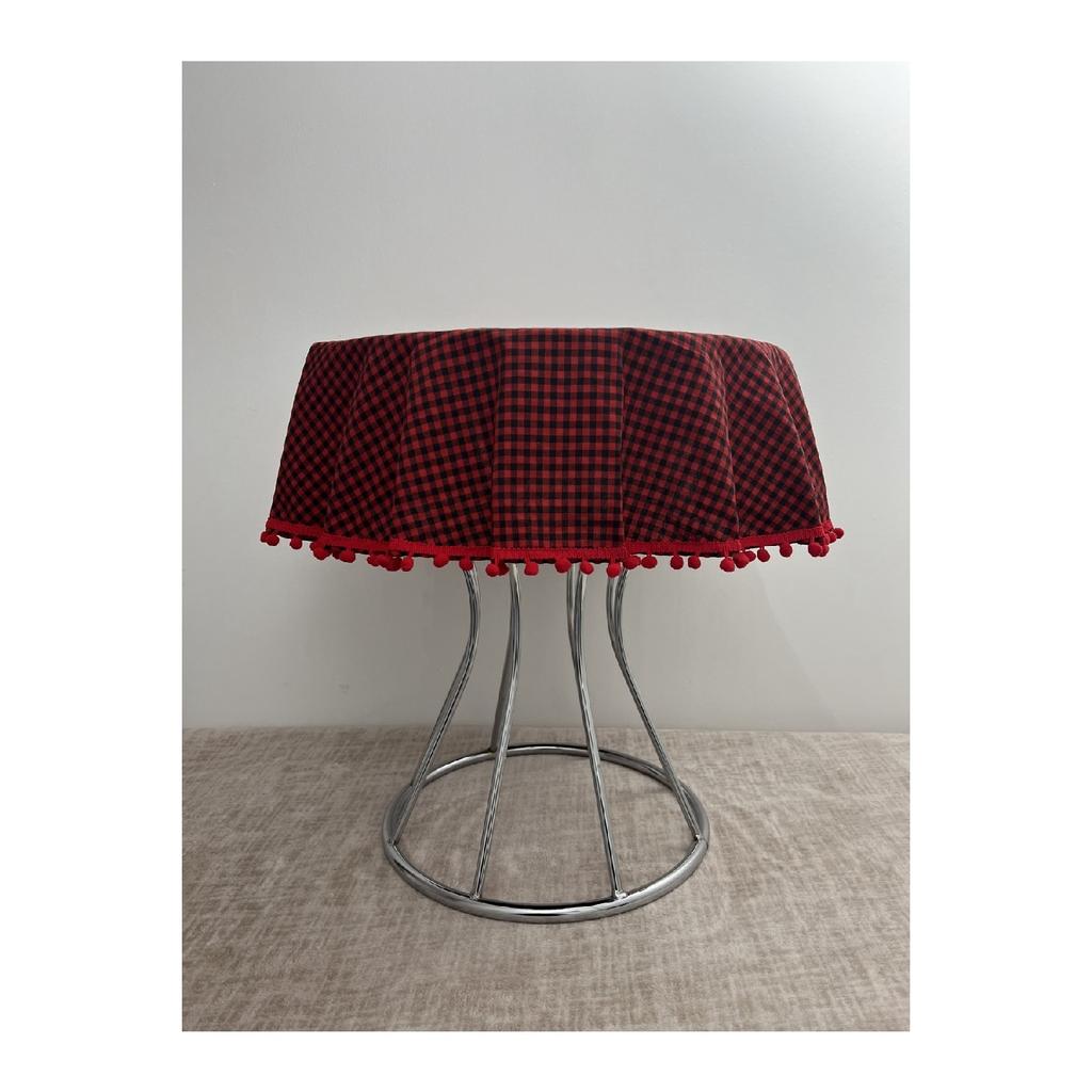 Bommel Gingham Round Pompom Ubrus Gingham Round