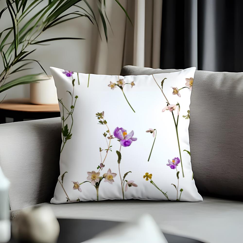 Hot AAallsaints Floraling Cushion Cover Antidustmite Pillowcase Invisible Zipper Silky Short Plush Sofa Cushion Cover