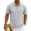 Men's Waffle Knit Polo Shirt Short Sleeve Casual Button Down Polos Men Solid Business Style Tees Tops