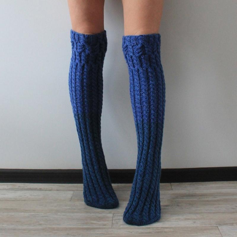 Women's Thigh High Socks Winter Warm Over the Knee Socks Cable Knitted Boot Socks Fashion Extras Long Leg Warmers Gifts