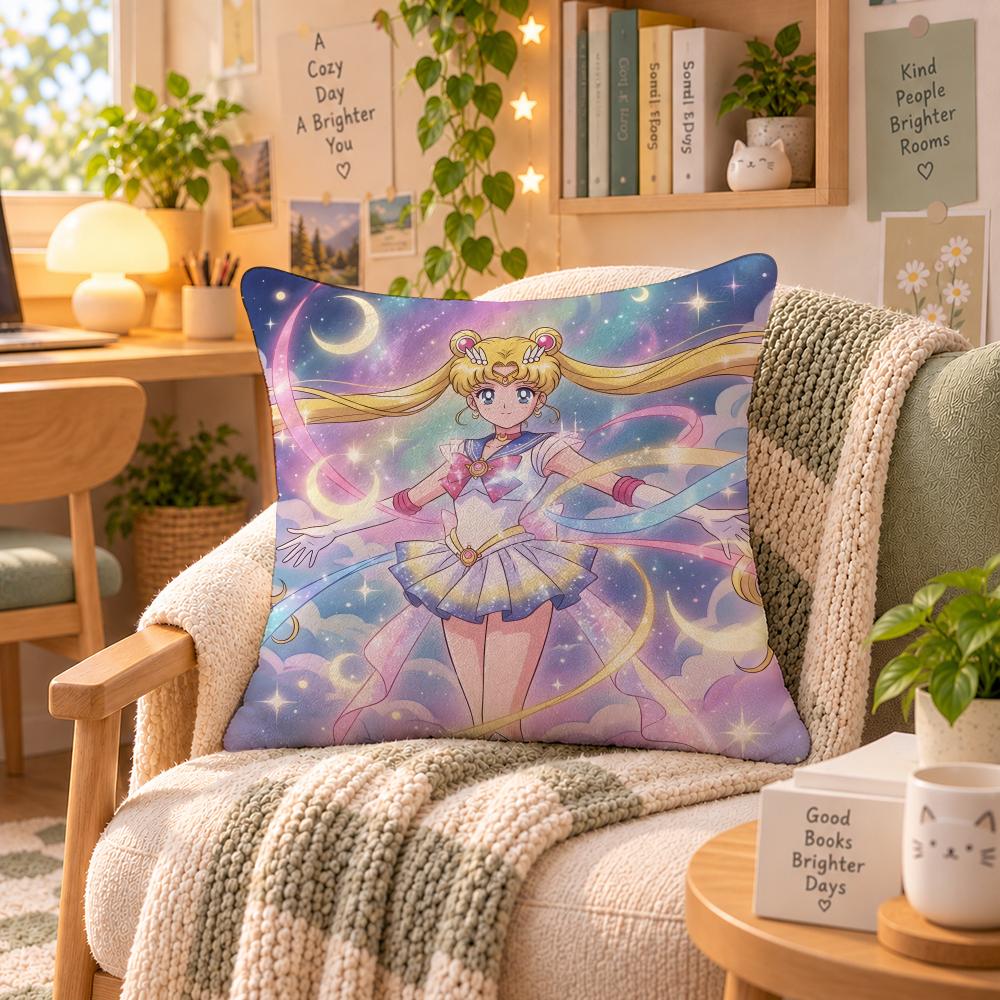 Anime Sailor Moon Magical Cushion Cover Personalized Soft Plush Pillow Living Room Home Sofa Bedroom Office Car Cushion