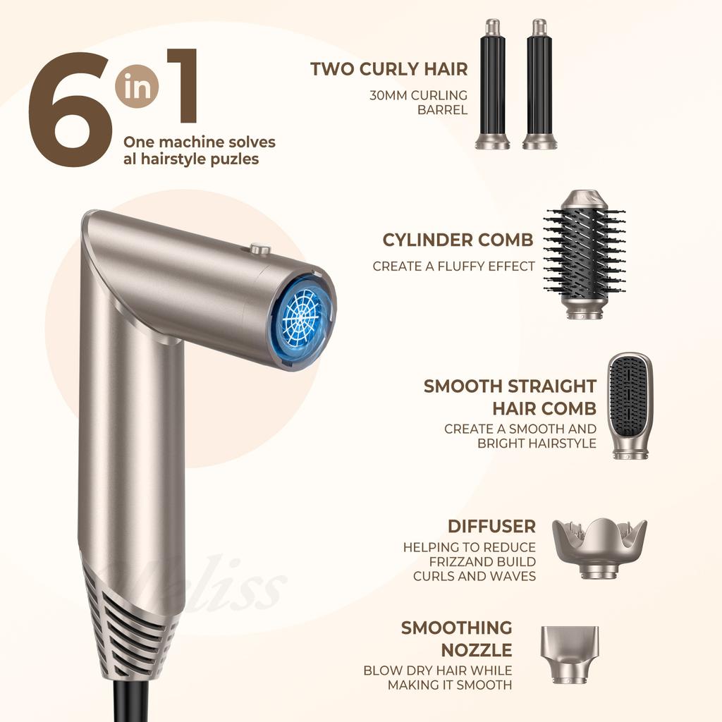 Multi In One High-speed Hair Dryer Household Hot Air Comb Negative Ion Hair Dryer