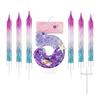 7pcs Girls Purple Mermaid Party Number 0-9 Cake Candles, 2.76 Inch Birthday Candle, Cake Topper Decoration for Birthday Party