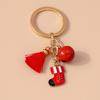 Pretty Christmas Santa Claus Snowflake Keychain Women Girls Tassels Key Ring Pendant for Handbag Decor DIY Key Chain Gift