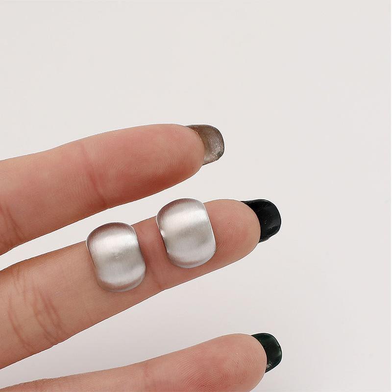 New Fashion Gold Color Metal Matte Brushed Earrings for Women Exquisite Minimalist Frosted Round Ear Buckle Jewelry Accessories