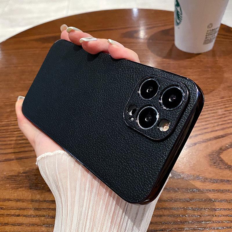 The Leather Texture Is Suitable for Apple 14promax Phone Case, Iphone13 Electroplated 12 Luxury 11 Full Bag Anti-drop Protective Case