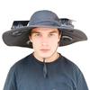 Fan Hat Wide-Brimmed Outdoor Hat with Dual-Power Fan Design Solar USB Charging Hiking Cycling Fishing Sun Hat