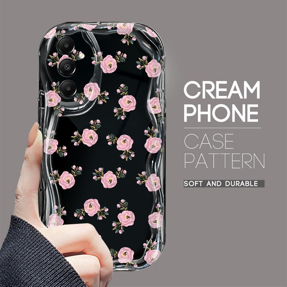 

Милый мультяшный узор, кремовая текстура, мягкий силиконовый чехол с волнистыми краями, чехол для телефона Samsung Samsung F04 чёрный