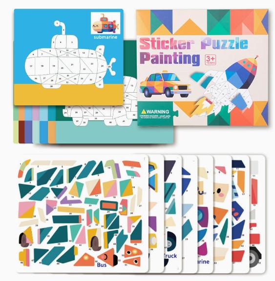 

8 Patterns Puzzle Stickers Crafts for Kids Sticker Painting Gift Party Favor Creations Animal Vechile Art Play for Kids Creativ