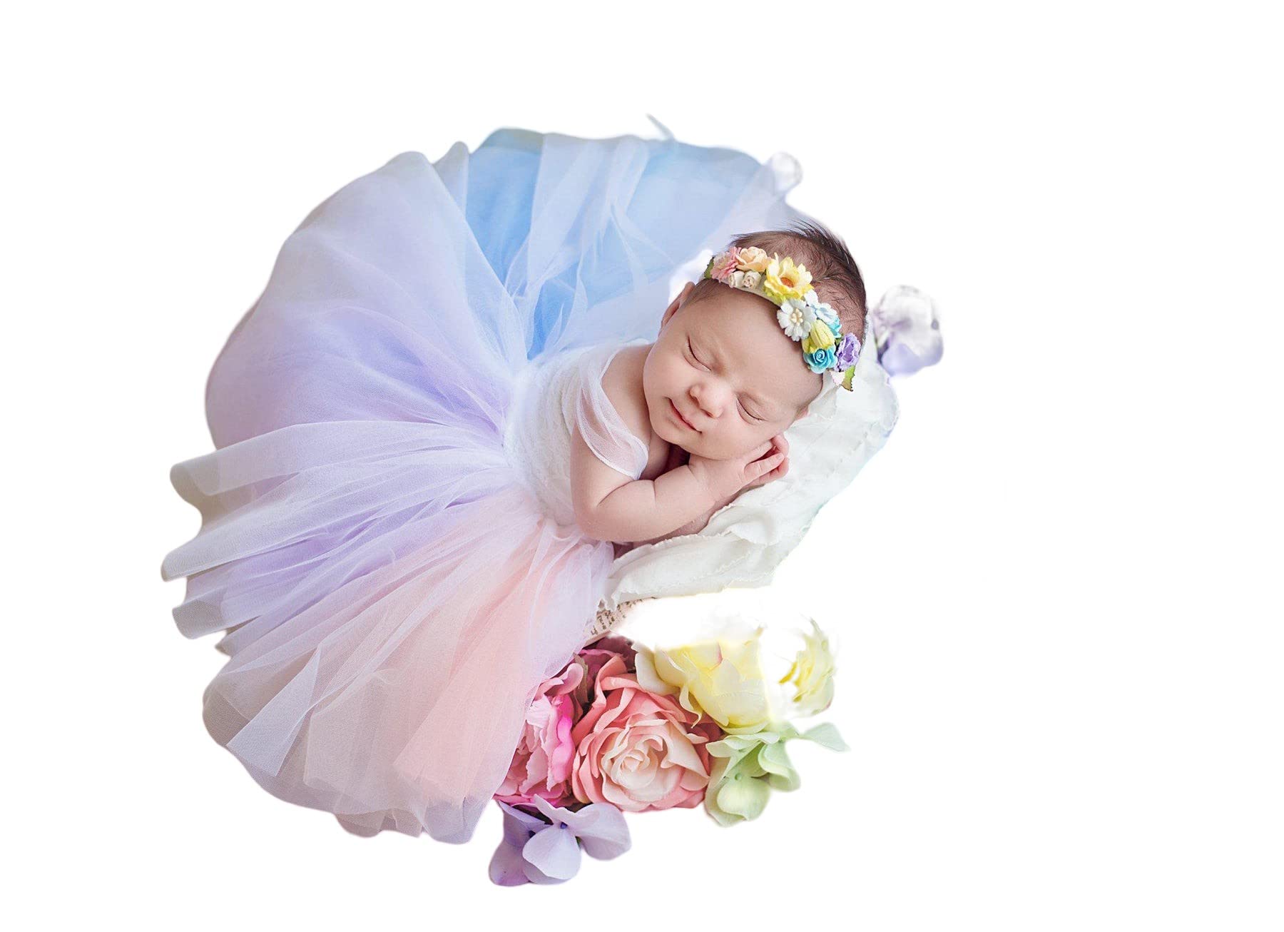 

Newborn Photo Newborn Photo Gown Rainbow Photography Props Costume Studio Pastel Rainbow Mesh Princess Baby [11159-11161] 12-18Month