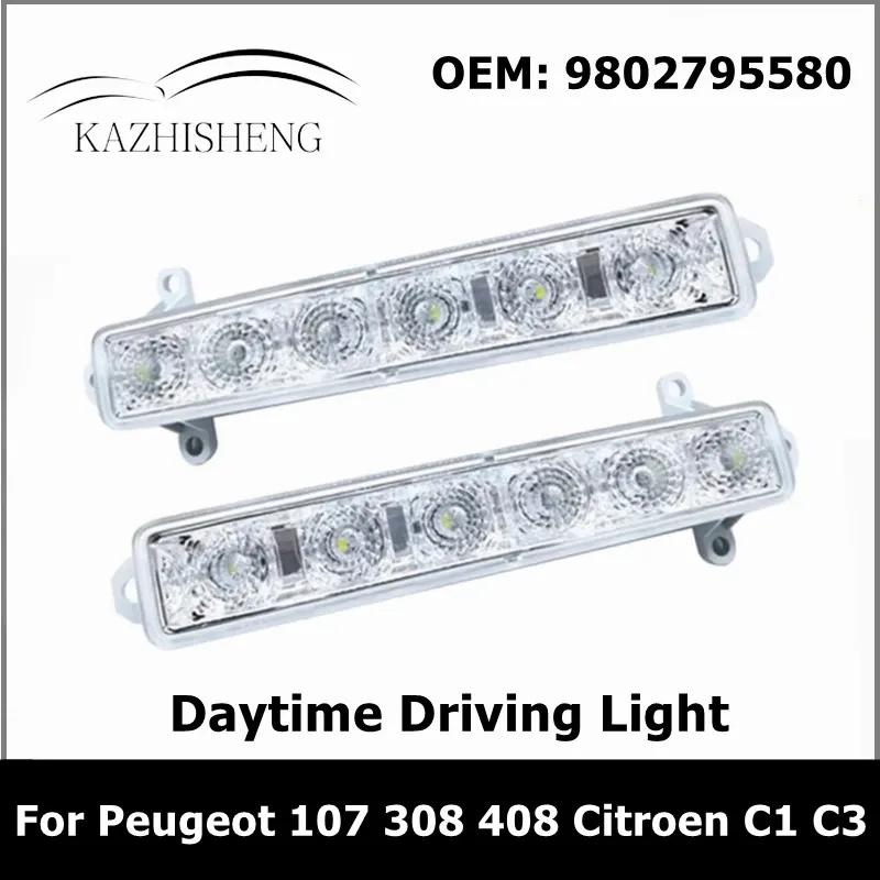 9677409380 9802795580 9812662180 Daytime Driving Front Lamps For Peugeot 107 308 408 For Citroen BERLINGO C1 C3 1pcs
