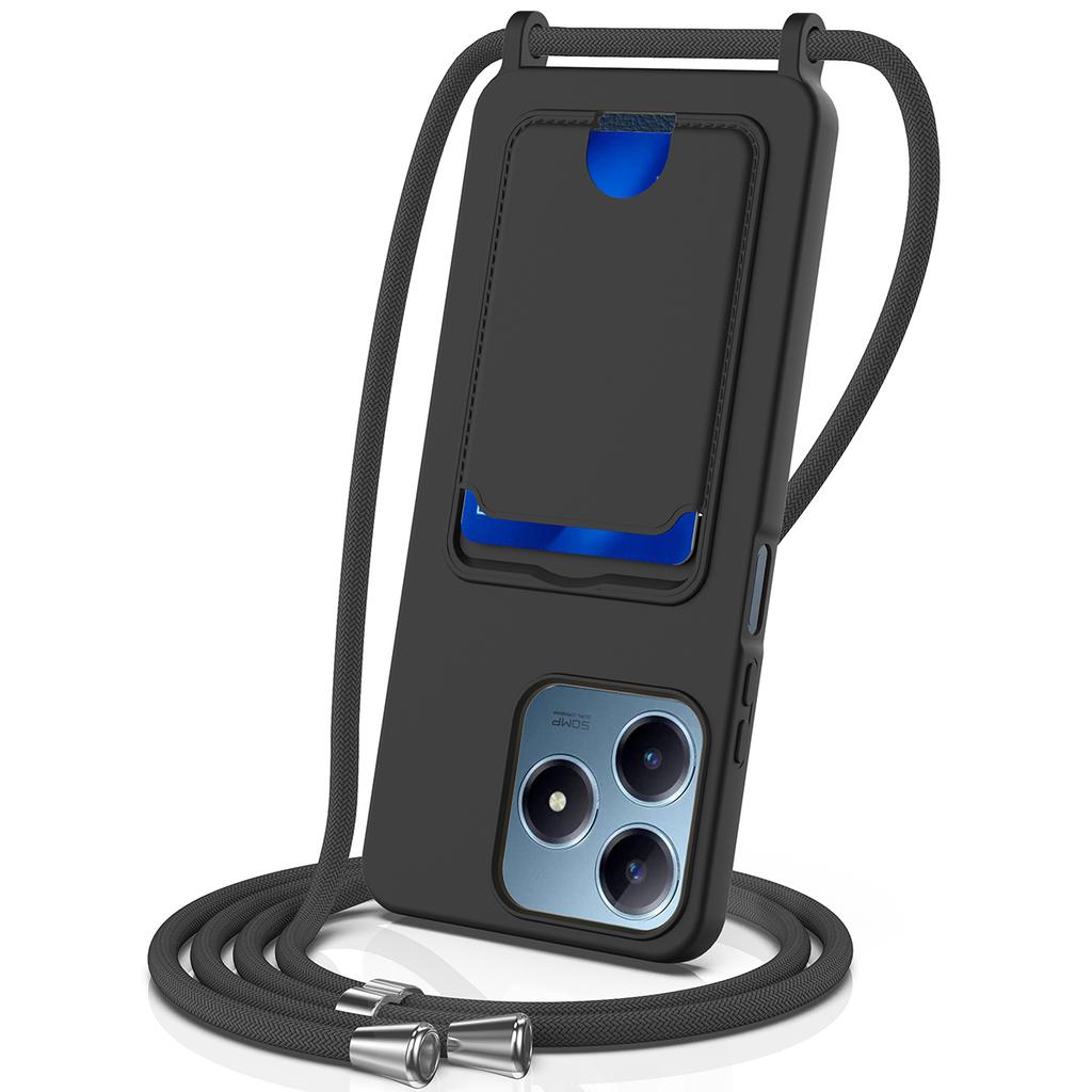 Dla Realme Note 60x 4G/C63 4G/C61 4G/C61 (Indie) Etui 4G/Narzo N63 4G/Note 60 Silikon płynny Uchwyt na karty Tylna okładka ze smyczą