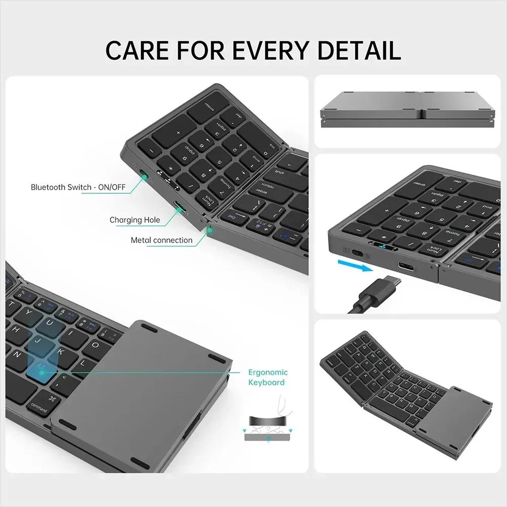Faltbare kabellose Bluetooth-Tastatur Wiederaufladbare faltbare Tastatur für IPAD Mobiles Tablet Notebook Büro Mini-Tastatur
