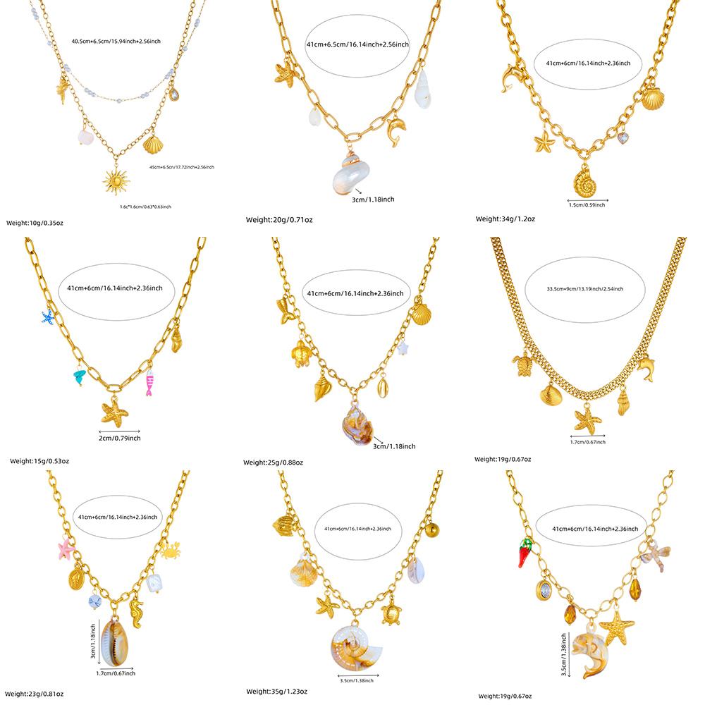 DIEYURO 316L Stainless Steell Pearl Starfish Imitation Shell Necklace For Women New Fashion Ocean Neck Chain Jewelry Gift