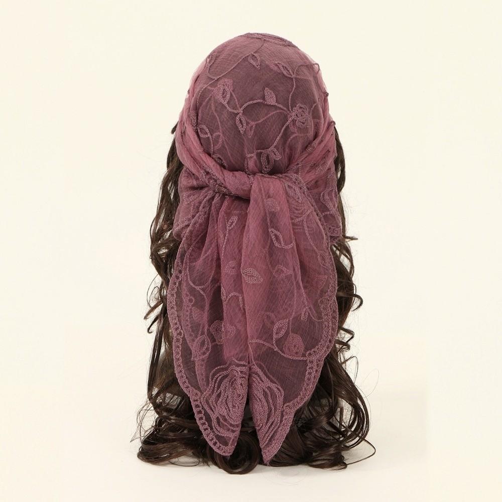 Hollow Out Embroidery Church Head Scarf Elegant Catholic Bride Scarf Lace Mantilla Scarf  for Women