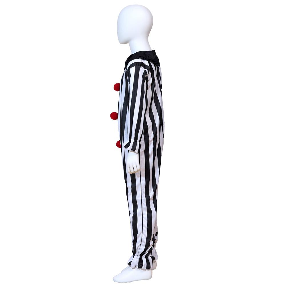 Party clown role-playing costume, black and white spotted striped jumpsuit, children's adult Halloween makeup ball props