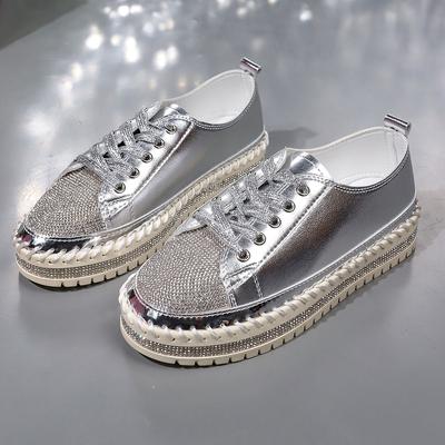 Sapatos femininos de plataforma de luxo em couro artificial, tênis casuais para mulheres, tendência 2024, calçados confortáveis para caminhada ao ar livre