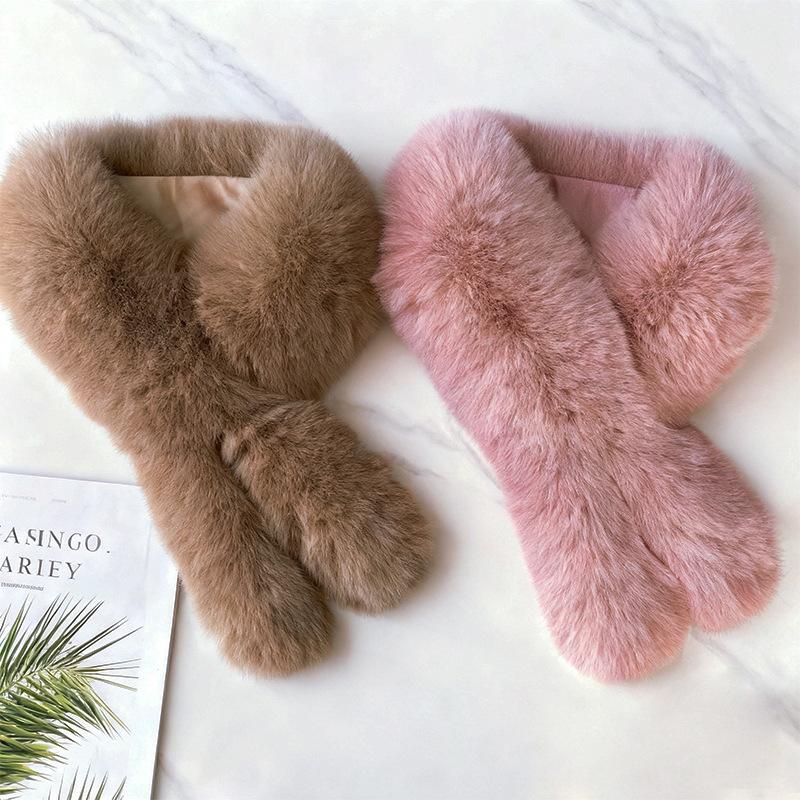 1Pcs Imitation Fox Fur Cold Resistant Collar Scarves Neck Warmers Plush Fluffy Fur Scarf Thicken Solid Color Warm Neckerchief