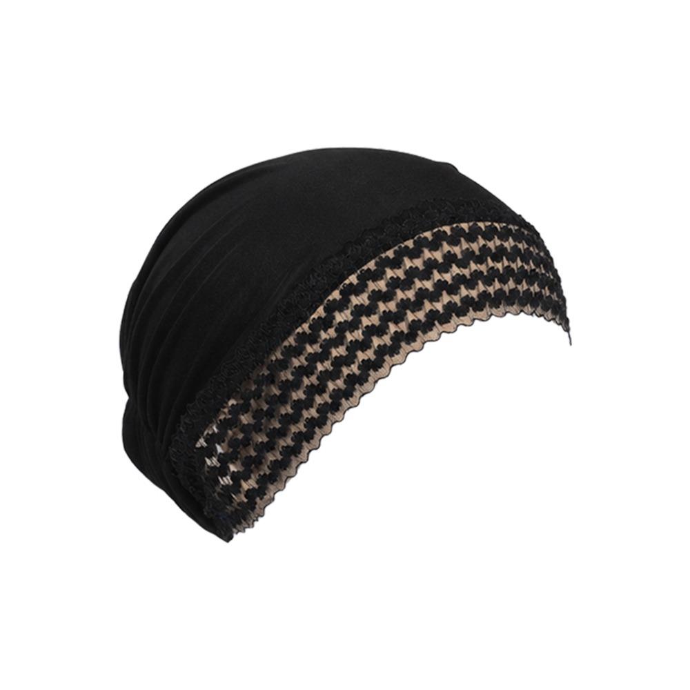 Lace Flower Headwrap Cap Full Coverage Lace Trim Hat New Headband Cap Daily Casual Wear