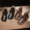 Leather Women's Soft-soled and Soft-top Retro Casual Shoes, Lace-up Plus-size Ankle Boots